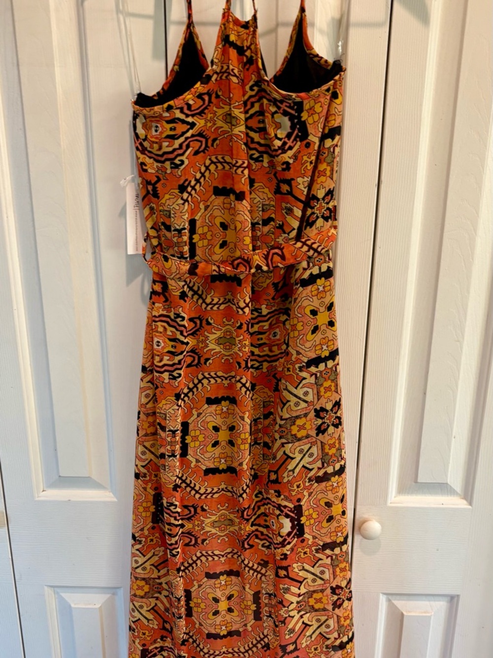 Truth NYC Women Sun Dress Orange Pattern Long Racerback Hi-Lo Medium NWT - Picture 9 of 9